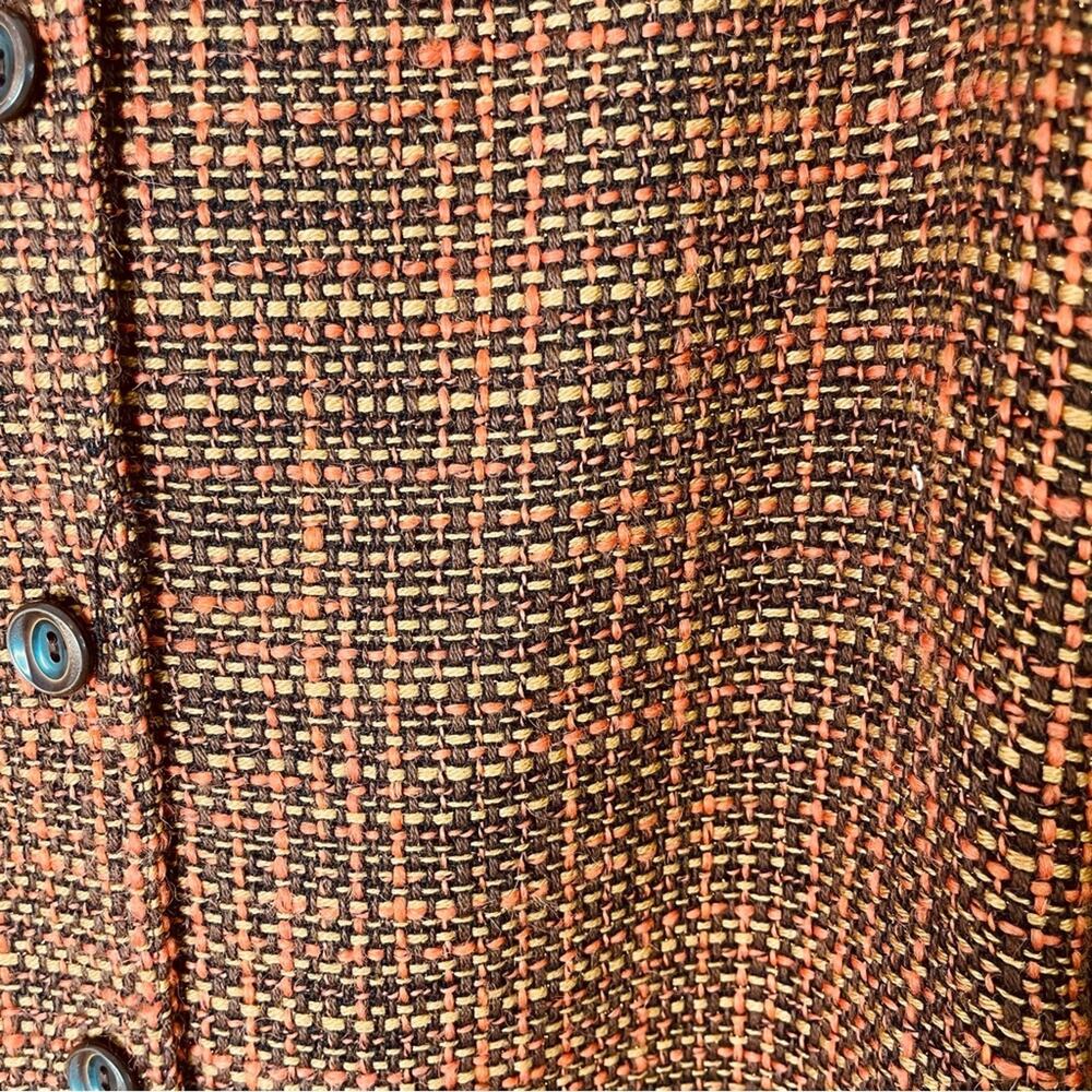Vintage orange brown tweed wool fringe button preppy office blazer medium - Picture 4 of 6